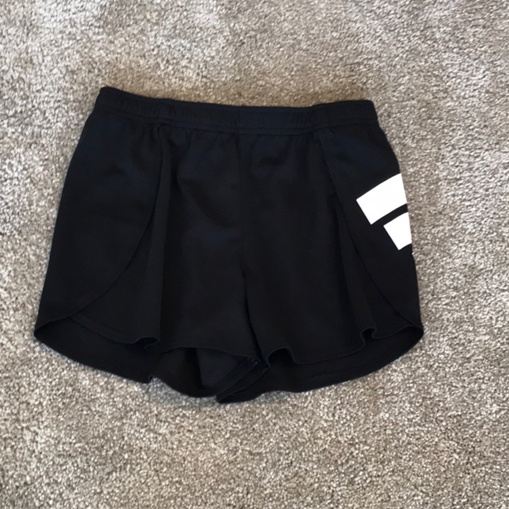 Black and white Adidas shorts.